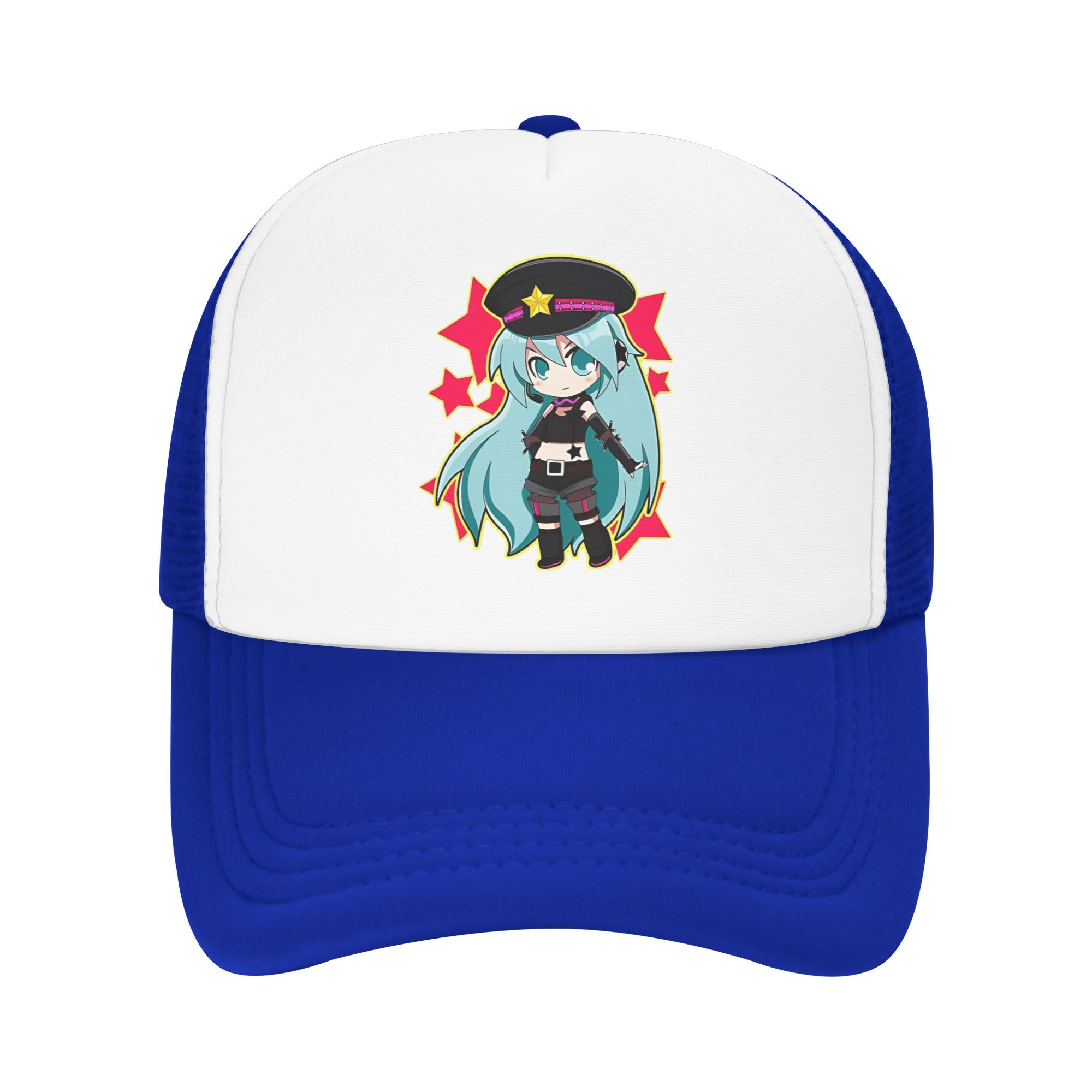 Trucker Cap Mesh - 初音ミクフォームメッシュトラッカーハット衣装女性男性用調節可能な野球帽メッシュバック夏用冷却帽子
