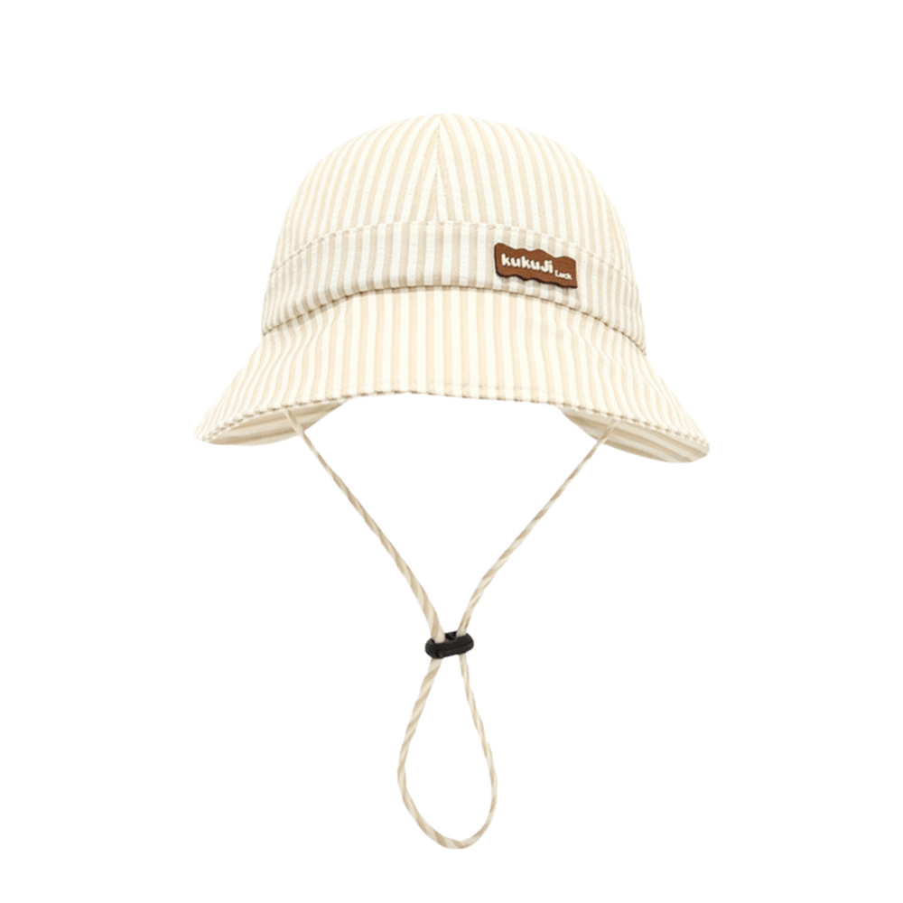 Bucket Hat Cotton - 新しいストライプ柄ベビーバケットハット、調節可能で通気性のあるキッズサンハット、コットンワイドブリムパナマハット、夏用