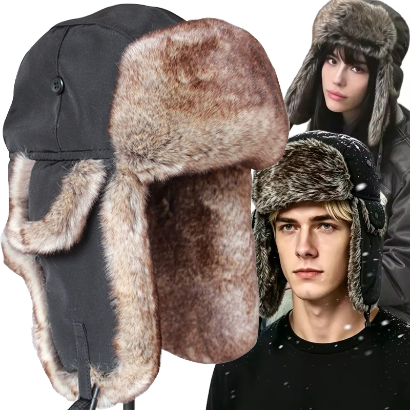 Winter Trapper Hat - メンズ暖かい冬用トラッパーアビエイタートルーパーイヤーフラップキャップ ロシア製防水スキーハット ボンバーキャップ ロシア製厚手イヤープロテクターハット
