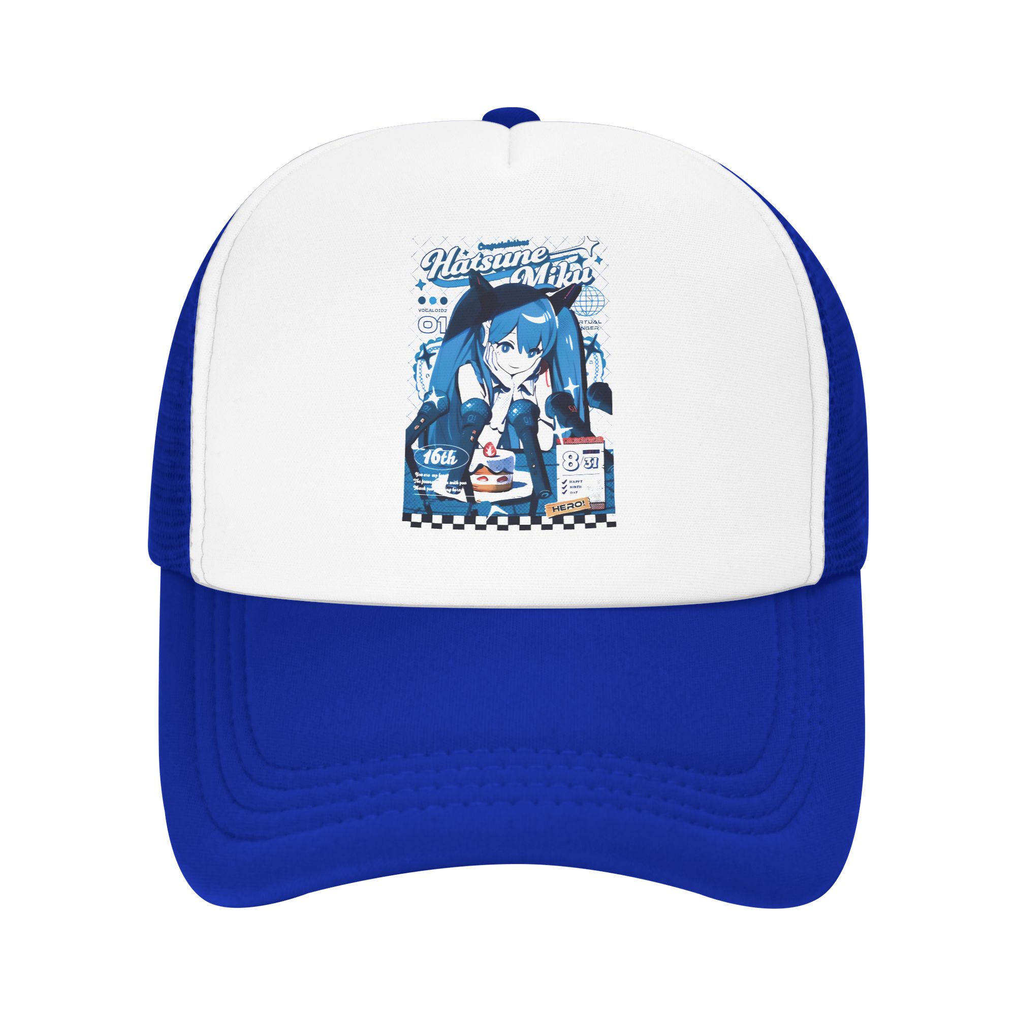 Trucker Cap Mesh - 初音ミク雑誌フォームトラッカーハット男性女性夏通気性メッシュゴルフキャップ帽子丈夫な日よけ帽子調整可能