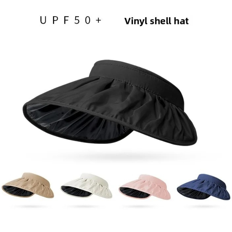 Visor Sun Hat - UPF50+ 折りたたみ式ヘッドバンドサンバイザーハット デュアルユース フルフェイス日焼け止め ビーチハイキング アウトドア