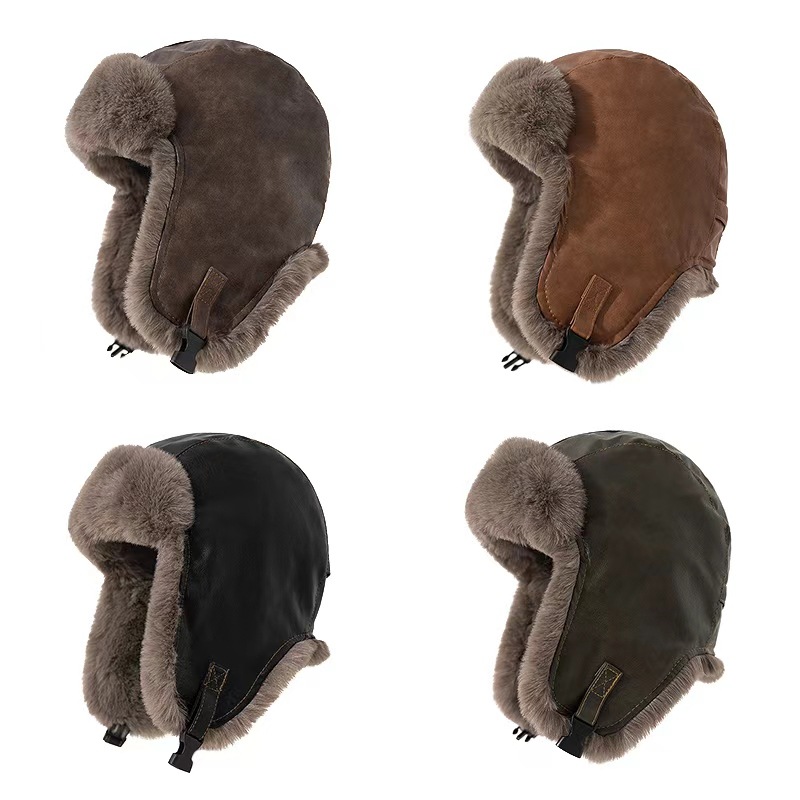メンズ冬用レトロレザーハット トラッパー アビエーター トロ - Winter Trapper Hat のレビューと価格