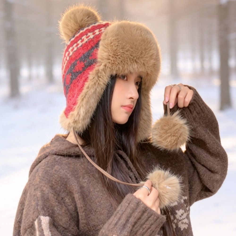 スタイリッシュなポリエステル製ニットトラッパーハット ポンポ - Winter Trapper Hat のレビューと価格