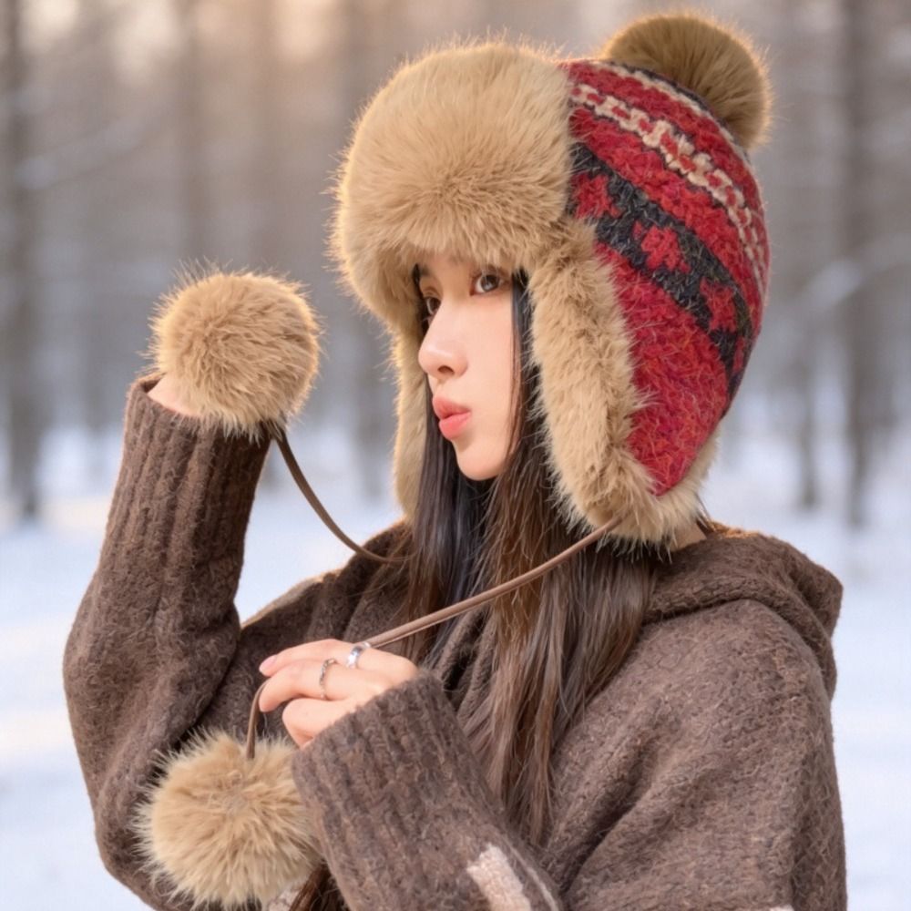 スタイリッシュなポリエステル製ニットトラッパーハット ポンポ - Winter Trapper Hat のレビューと価格