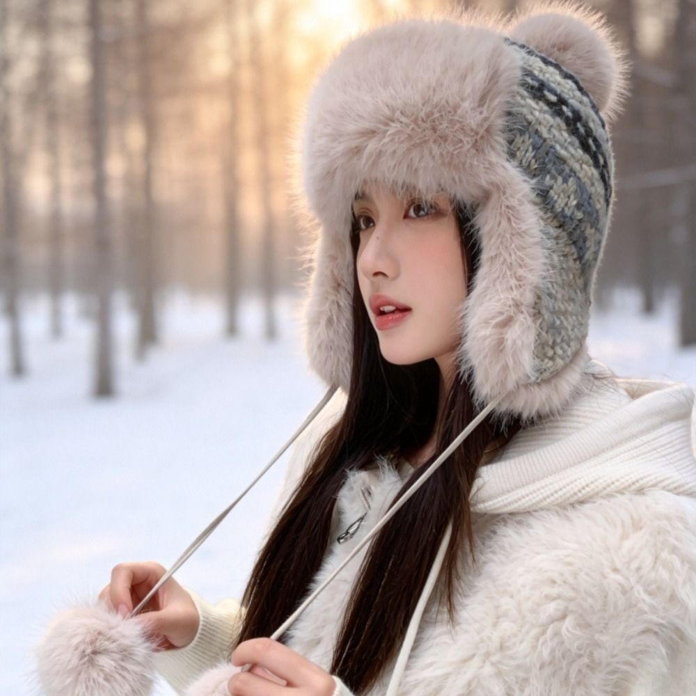 スタイリッシュなポリエステル製ニットトラッパーハット ポンポ - Winter Trapper Hat のレビューと価格