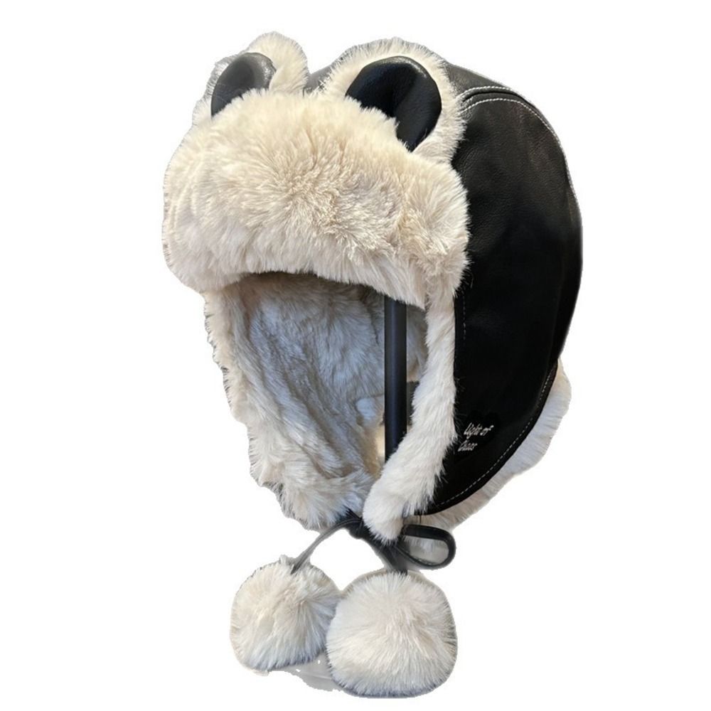居心地の良いフェイクレザーのクマ耳トラッパーハット、耳当て付 - Winter Trapper Hat のレビューと価格