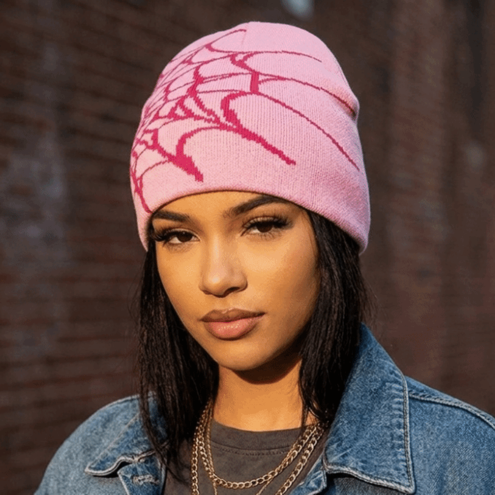 ゴシック風ソフトスパイダーウェブ柄ビーニーキャップ 暖かいス - Beanie Cuffed Knit のレビューと価格