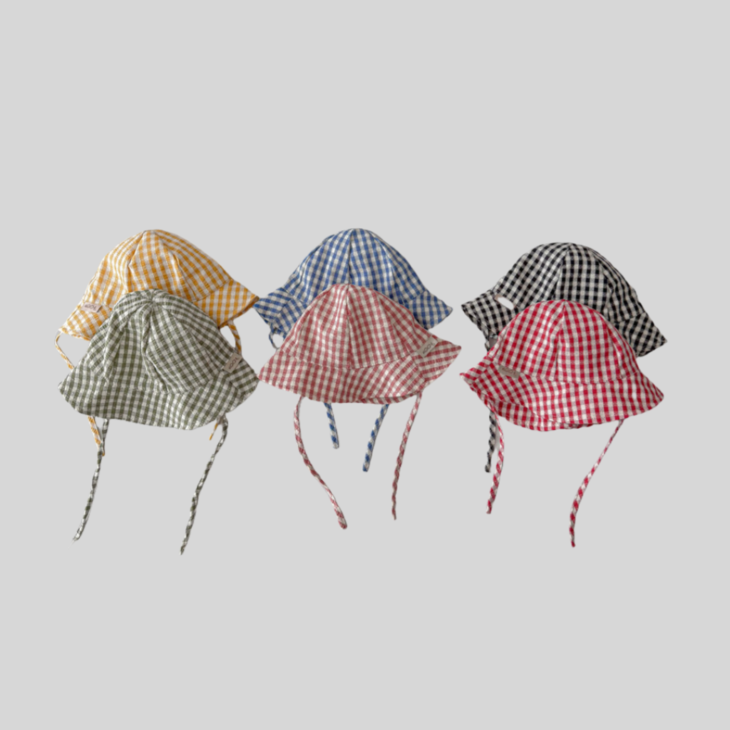 インスタイルチェック柄ベビーバケットハット春夏薄型つば広日よ - Bucket Hat Cotton のレビューと価格